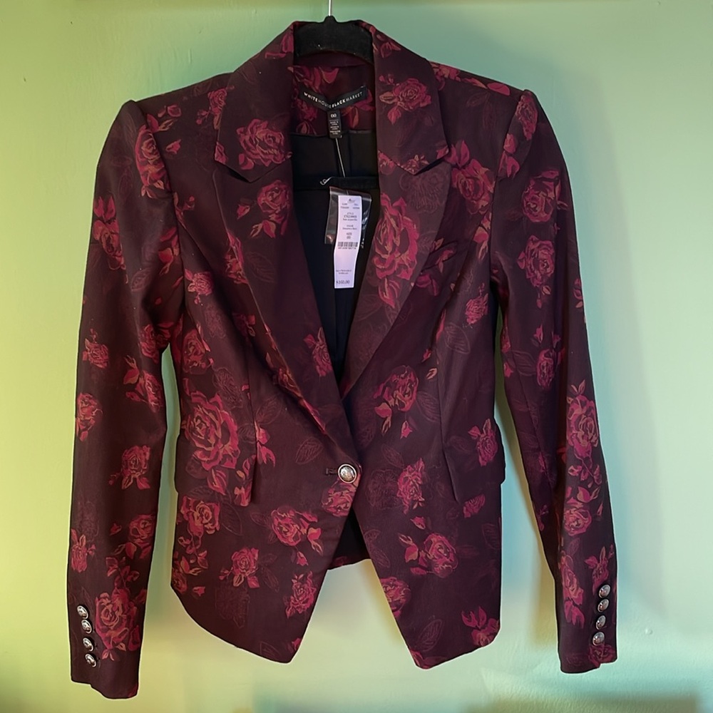 White House Black Market Rose Jacquard Blazer, Sz 00